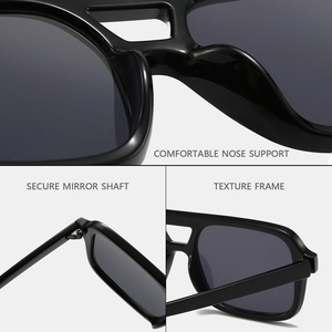 Hot Sale Oversized Square PC Frame Shades Eyewear Fashion Double Bridges Trendy Rectangle Flat Top Women and Men <strong>Sunglasses</strong> - Product Image 4