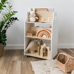 Estantería Montessori para niños, estantería multifuncional de pie, estante de almacenamiento de libros, gabinetes de madera para niños - Product Image 3