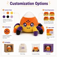 Peluche araignée personnalisée Halloween Candy Corn, jouet en peluche doux, poupée animale en peluche, cadeau promotionnel OEM ODM pour événements et fêtes d'enfants, faible MOQ