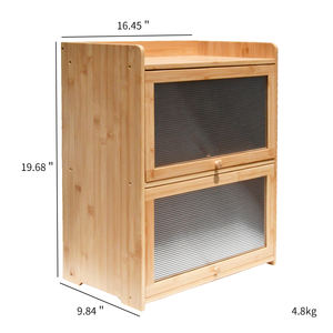 Organisateur de rangement multifonctionnel à 2 niveaux en bambou Extra Large Armoire de rangement de comptoir autoportante pour la cuisine - Product Image 2