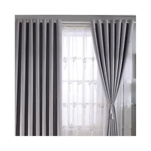 2024 Eco-friently Cotton and Linen Velvet Fabric Blackout Curtains Luxury Window Living Room Curtain