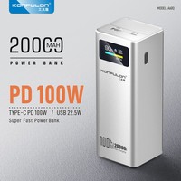 Banque d'alimentation portable Konfulon PD100W Type-C 20000mAh avec charge rapide 100W QC22.5W Chargeur de batterie NOUVEAU 65W Sortie de puissance