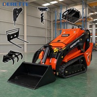 Derette V1000 Mini Skid Steer Loader Kubota D902 Mesin Diesel 25HP Dengan Lampiran Bucket CE EPA Euro V untuk Lanskap Pertanian
