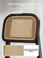 Chaise de salle à manger décontractée de style français, en bois massif, cuir PU, mobile, vintage, en rotin tressé, haut de gamme, verte, de la fin du XXe siècle