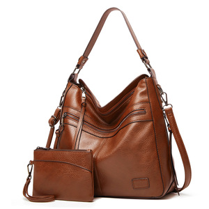 New Women's Large PU <strong>Faux</strong> <strong>Leather</strong> Hobo <strong>Bag</strong> with Zipper Closure Designer <strong>Bucket</strong> Purse for All Seasons - Product Image 2