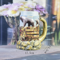 Verres à bière classiques en porcelaine de haute qualité de 1100 ml avec base épaisse et poignée, écologiques, personnalisables avec logo OEM pour les pubs et la maison (vente en gros)
