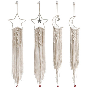 Moon Boho <span class=keywords><strong>Macrame</strong></span> tessuto nappa Dreamcatcher arazzo ornamento Decor Dream Catcher per camera da letto - Product Image 4