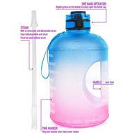 Bouteille d'eau de 1 gallon avec paille et marquages temporels-Pichet d'eau motivant de 128oz sans Bpa étanche Grande bouteille d'eau