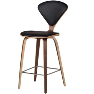 High Quality Plywood Black Leather Upholstery With Backrest &amp; Footrest Walnut <strong>Stool</strong> Pub S Tine <strong>Counter</strong> <strong>Stool</strong> Stylish Chair - Product Image 6