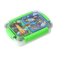 Boîte à lunch en acier inoxydable scellée indépendamment avec motif dessin animé UV (2 compartiments, 750 ml + fourchette et cuillère en PP)