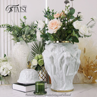 J293GB Vase de sculpture de corps de décor de chambre esthétique ensembles accessoires de maison haut de gamme pot de gingembre en céramique pour centres de table
