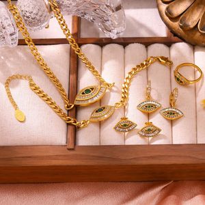 Orecchini <span class=keywords><strong>a</strong></span> Perno Stile Europeo-Americano con Occhio Mistico e Zirconi in Acciaio Inossidabile per Donne con Orecchie Sensibili - Product Image 1