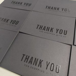 Custom Matte Black Thank You Note Card Embossed UV Silver Foil Logo Luxury Boutique Shopping Packaging Thank You Card - Product Image 5
