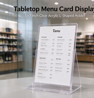 Support de table en acrylique transparent en forme de T, double face, 8,5 x 11 pouces, pour menu de restaurant