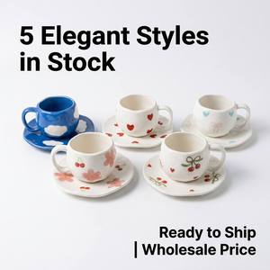 Ensemble de tasses <span class=keywords><strong>à</strong></span> <span class=keywords><strong>café</strong></span> en porcelaine de style nordique moderne, en forme de cœur, mignonnes, pour filles, 90 ml, tasses <span class=keywords><strong>à</strong></span> espresso, tasses <span class=keywords><strong>à</strong></span> thé en céramique avec soucoupe - Product Image 2