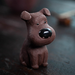 Figurine de chien porte-bonheur du zodiaque en argile violette de Yixing, sculpture décorative pour plateau de table à thé, en matériau Zisha, petit accessoire décoratif - Product Image 4