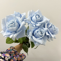 Arrangements floraux M607 pour mariage et décoration de la maison, grandes roses en latex au toucher réel, fleurs artificielles en soie, rose bleue à tige unique