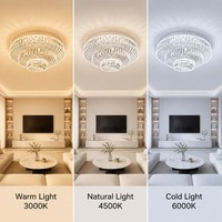 Plafonnier LED 260 mm, Best-seller, style lustre en cristal compact, luminaire de plafond abordable et luxueux, lumière vive et uniforme pour appartements