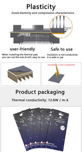 Refrigeración de CPU para almohadilla térmica 12,8 <span class=keywords><strong>W</strong></span>/<span class=keywords><strong>mK</strong></span> 120x120 0,5mm 1mm 1,5mm 2mm 3mm almohadilla de silicona de disipación de calor no conductora gris - Product Image 5