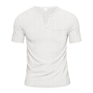 Camiseta de Verano para Hombre, Cuello en V, Secado Rápido, Manga Corta, Holgada, Informal, Transpirable, Tejido de Lino Sintético y Bambú - Product Image 5