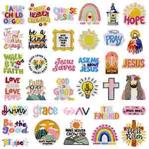 ชุดปักลายขนาดใหญ่ รีดติดได้ ลาย HOPE JESUS FAITH FAIR CRED สำหรับตกแต่งเสื้อผ้าและกระเป๋า - Product Image 1