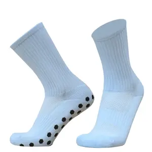 Pamuk Spandex özel Logo ekip spor çoraplar Anti kayma ekip ayak bileği çocuk beyaz kavrama çorap futbol