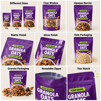 Sacs d'emballage personnalisés pour flocons d'avoine, sachets refermables à fermeture éclair pour céréales et grains entiers
