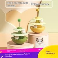 Jouet pour chat Tumbler Écologique Classique Auto-amusant Anti-ennui Gadget à balles multi-niveaux Bâton de stimulation à ressort en fourrure
