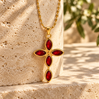 Collier croix haut de gamme ARNAN pour femme, pendentif croix bohème, chaîne à maillons en acier inoxydable, bijoux de mode, cadeaux de fête en gros