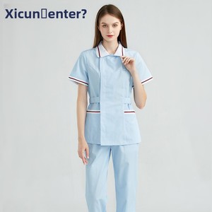 Divisa da Infermiera da Donna, Completo Due Pezzi a Maniche Lunghe, Estivo, per Lavoro, Odontoiatria, Medicina, Salone di Bellezza, Reparto Ostetrico, in Poliestere/Cotone Tessuto - Product Image 4