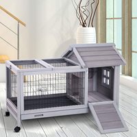 Cabanes en bois pour lapins avec cage à lapins en grillage métallique amovible et roues