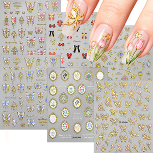 Autocollants 3D/5D personnalisés pour ongles, non toxiques, auto-adhésifs, DIY, papillons en relief, nœuds, strass, fournitures <span class=keywords><strong>de</strong></span> <span class=keywords><strong>manucure</strong></span> - Product Image 1