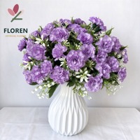 FLOREN Bouquet de fleurs artificielles en soie au toucher réel, carnations mélangées, aspect naturel et réaliste, pour mariage, décoration intérieure, cadeau