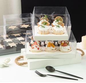 Kích Thước Tùy Chỉnh Ribbon Xách Tay Cupcake Trong Suốt Hộp Nhựa Bánh Bao Bì Hộp Với Cơ Sở Nút Chai - Product Image 5