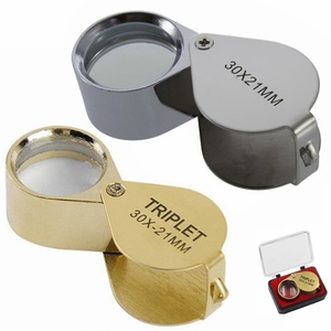 Lente d'Ingrandimento per Gioielli 30x21mm, Strumento per Orafi, Lente Pieghevole Tripla per Diamanti con Lente in Vetro - Product Image 1