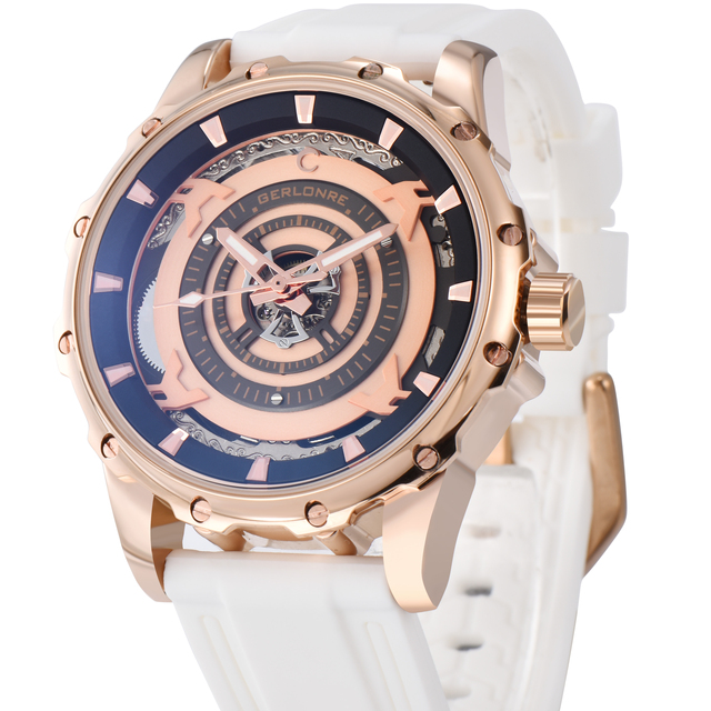 New Style Fashionable Men's MIYOTA Automatic Mechanical Watch 22mm Band Hollow Design Waterproof Luminous Rubber Strap Charm