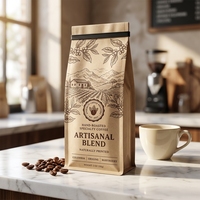 Sacs de café personnalisés en gros avec fond plat, conception haut de gamme, fermeture à bande métallique, pour le stockage de haricots spécialisés, avec valve de dégazage