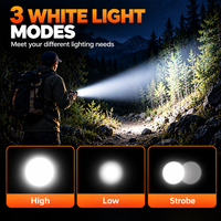Lampe torche LED laser blanche OEM, zoom télescopique, faisceau longue portée 300 m, lampe tactique avec affichage numérique de la batterie et sortie Power Bank