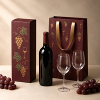 Boîte cadeau de luxe pour vin, écologique et recyclable, avec sac en papier artistique, fermoir magnétique, motif gaufré et pelliculage mat