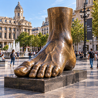 Statue de pied en bronze, décoration de jardin extérieure, grande sculpture de pied en métal