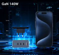Chargeur mural multi-téléphones 140W, adaptateur de chargeur USB Type C 100W pour Macbook, iPad, iPhone, Dell, chargeur mobile Type C, charge rapide au Royaume-Uni
