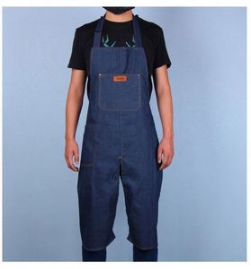 Customizable Portable Denim Sleeveless Work Bib Apron Anti-Fouling Split Leg Durable Washable Kitchen Workwear <b>Kit</b> - Product Image 1