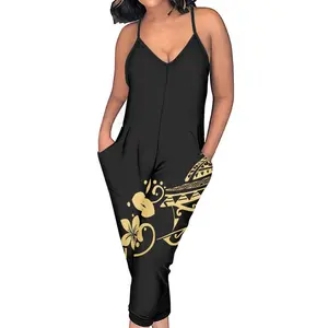 Hibiskus Flower Jumps uits Spiel anzüge Body suits Damen Sommer Suspender Style Jumps uit Polynesian Tribal Tattoo Totem Jumps uit