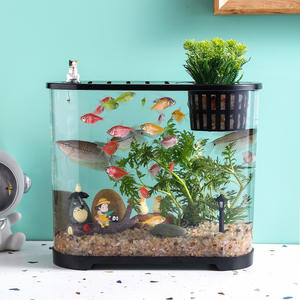 Nuevo modelo de tanque de peces dorados, Acuario de escritorio, vidrio de imitación transparente para espacios pequeños medianos para el hogar, sala de estar - Product Image 1