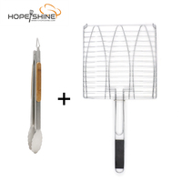 Outils de barbecue multifonctionnels pour le camping en plein air, panier de cuisson pliable avec poignée en bois, grille de rôtissage pour grils à charbon de bois