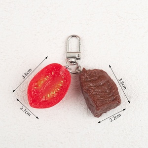 Portachiavi in PVC a forma di cibo simulato: frutta, verdura, carne. Combinazione fai-da-te, ciondolo per zaino studentesco, giocattolo alimentare in miniatura. - Product Image 2