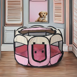 เต็นท์สุนัขแบบพกพากลางแจ้งระบายอากาศได้ดีมีซิปปิดรั้วโลหะไฟเบอร์แปดเหลี่ยมออกแบบรั้วกั้นให้สัตว์เลี้ยงในร่ม - Product Image 2