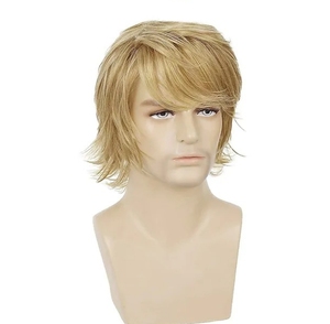 วิกผมผู้ชายแบบคาดศีรษะ สีทอง ผม<span class=keywords><strong>สั้น</strong></span>หยิกแบบยกขึ้น พร้อมหน้าม้าปัดข้าง 12 นิ้ว วิกผมสังเคราะห์สไตล์อเมริกัน-อังกฤษ - Product Image 6