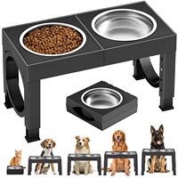 Support surélevé réglable pour gamelles de chien avec deux gamelles en acier inoxydable – Fournitures d'alimentation pour animaux de compagnie en gros