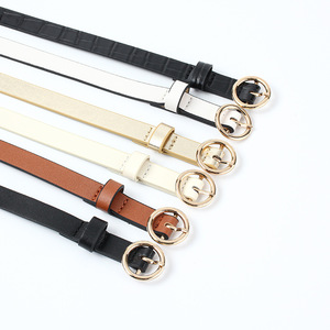 Ceintures fines en cuir PU pour femmes avec boucle dorée, style professionnel, logo personnalisable pour cadeaux d'entreprise - Product Image 1
